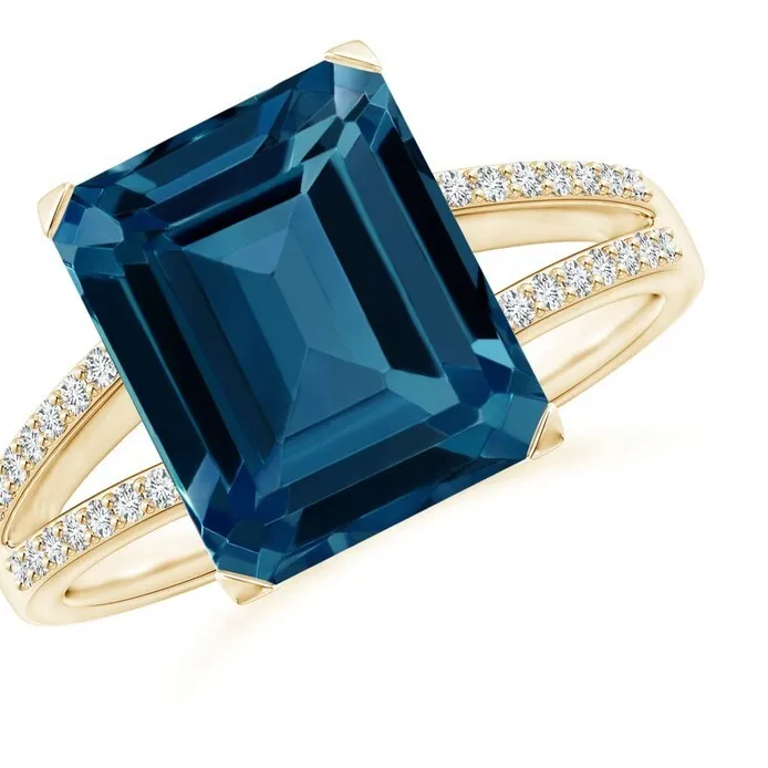 Azure Flame Amulet Lab Grown Blue Topaz Ring In 18K Gold