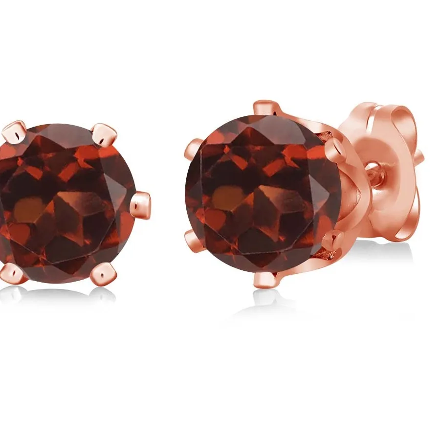 Authentic Crimson Ember Rose Gold Stud Earrings