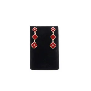 Authentic Triple Clover 14k Gold Plated Drop Earrings Fashion Jewelry