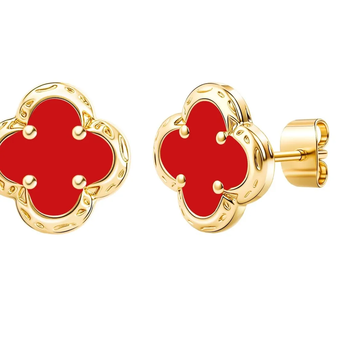 Authentic Crimson Clover 14K Gold-Plated Talisman Studs