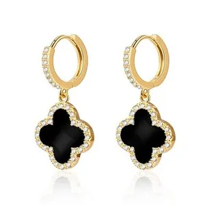 Authentic Harmony of Fortune: Enchanted Clover Hoop Earrings