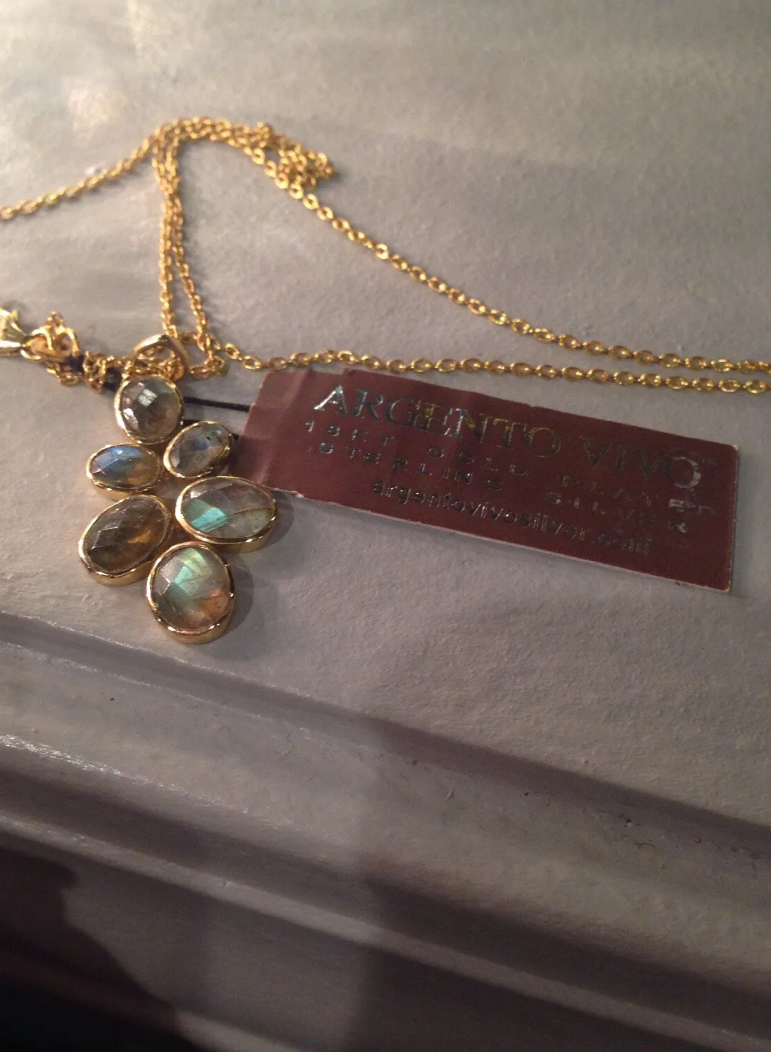 Authentic The Northern Lights Alchemical Talisman Labradorite And 18K Gold- Plated Pendant