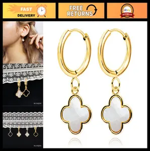 Authentic The Verdant Fortune Talisman Earrings: Mother of Pearl and Onyx