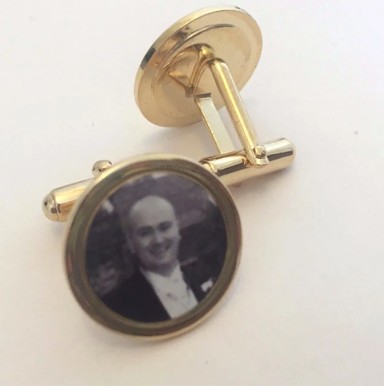 Authentic The Gilded Memory Cufflinks 24- Karat Gold- Plated Custom Image Talisman