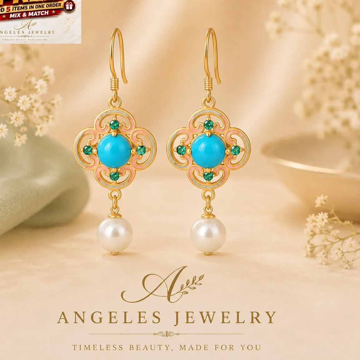 Authentic Whispering Petals Of The Azure Dawn Dangle Earrings