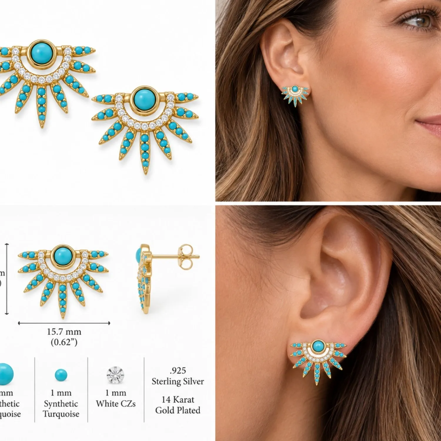 Celestial Sunburst Turquoise Studs A Talisman Of Radiant Clarity