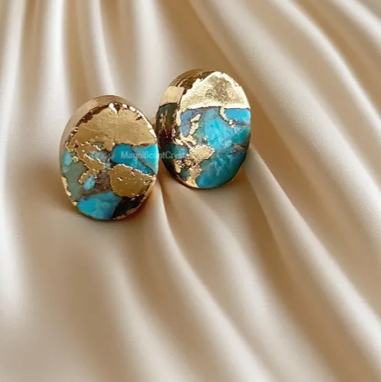 Authentic Azure Turquoise Guardian Healing Gold Plated Earring