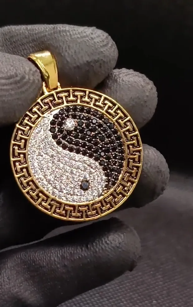 Authentic The Eternal Equilibrium Yin Yang Diamond Talisman In 14K Gold Plate