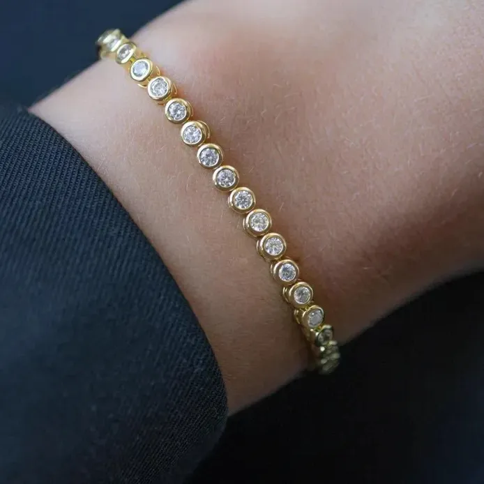 Authentic 7 Ctw Round Cut Lab Created Diamond Tennis Bracelet 14K Yellow Gold plated