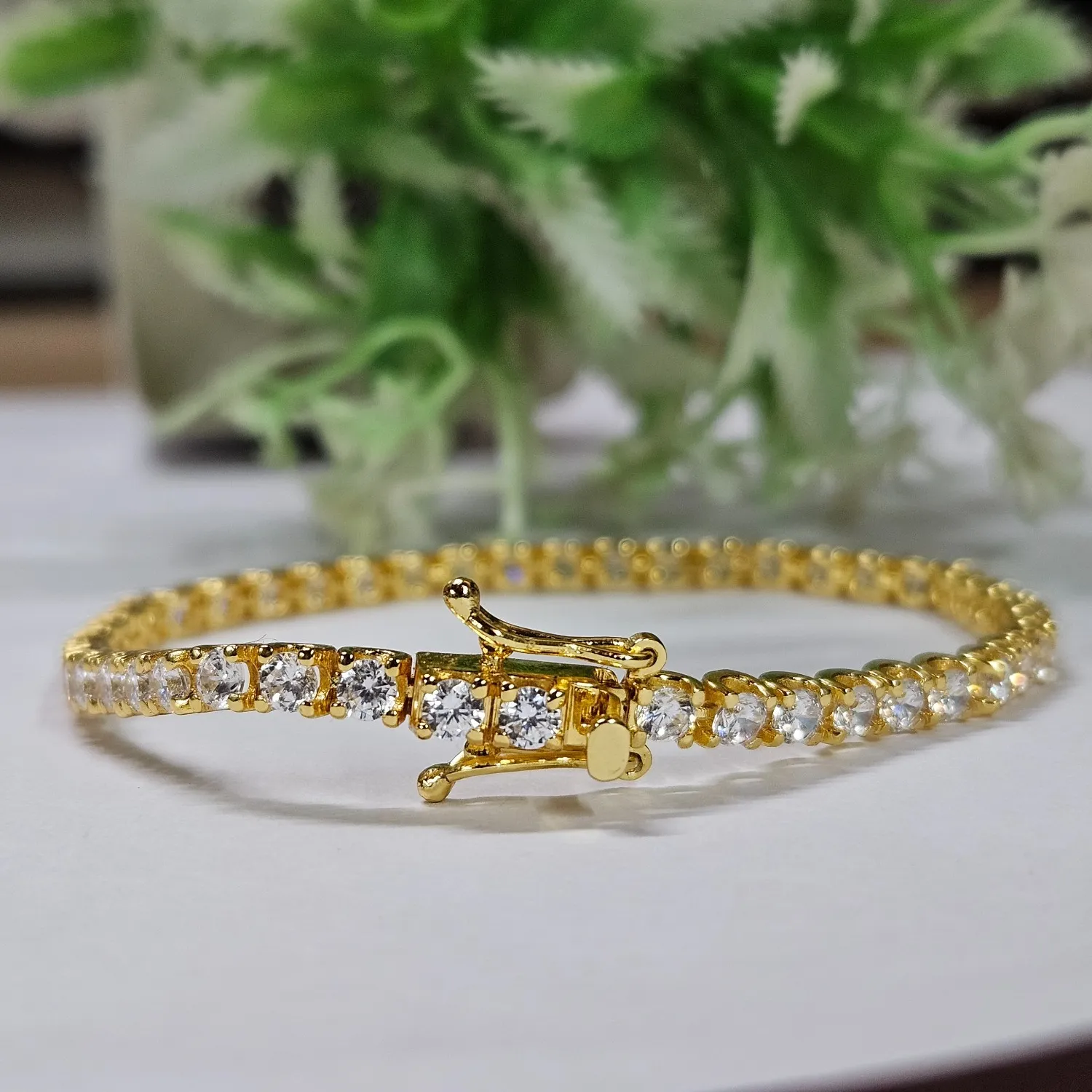 Authentic 6 CTW Round Cut Lab Created Diamond 14K Yellow Gold Plated 7" Tennis Bracelet