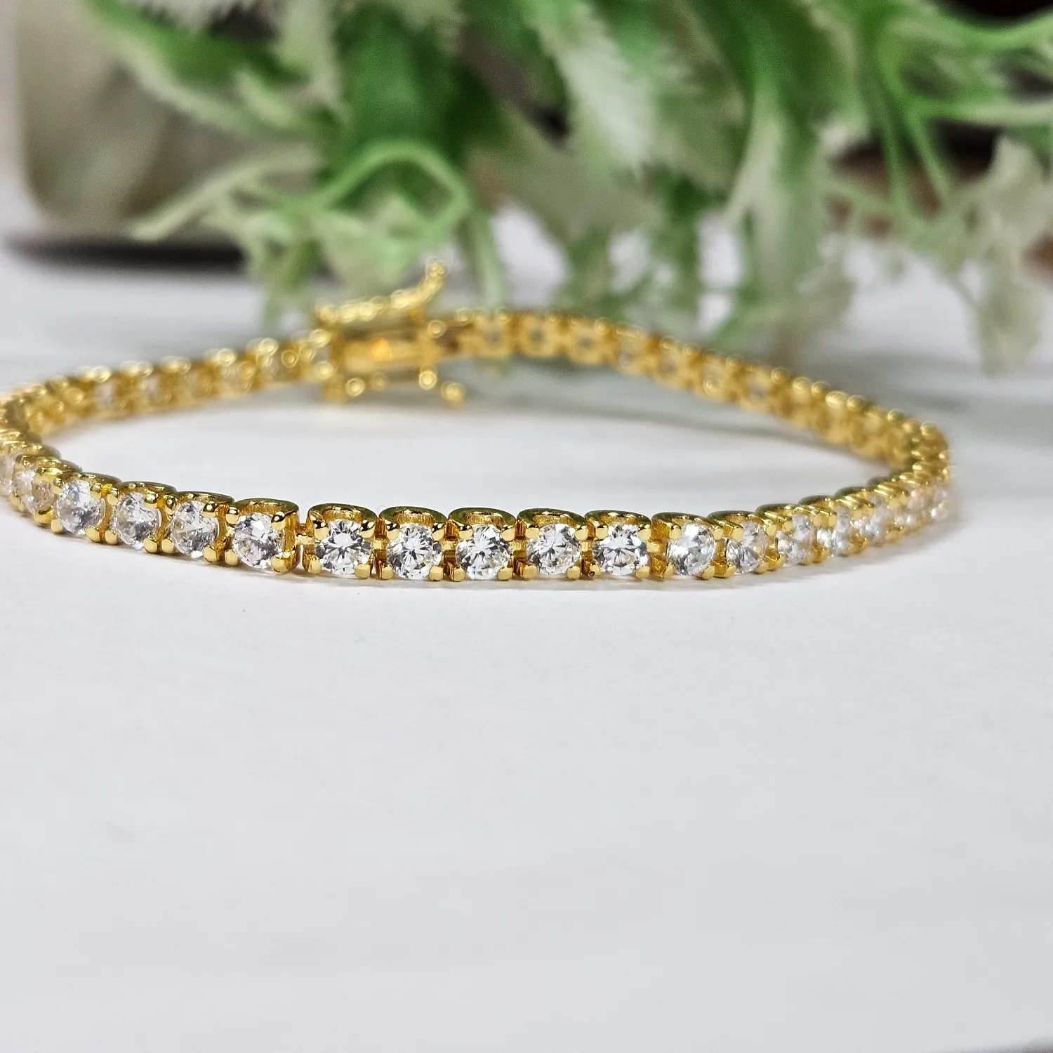 Authentic Radiant Lunar Eclipse: 6-Carat Lab-Created Diamond Bracelet in 14k Gold