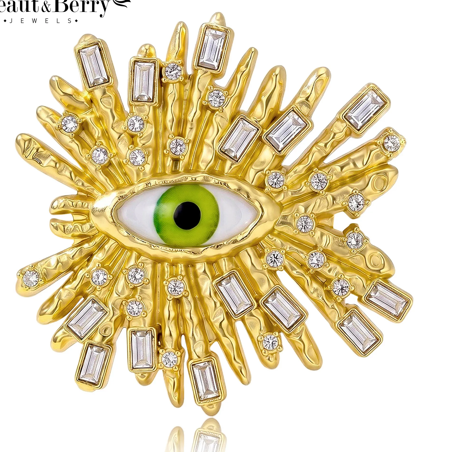 Authentic Beaut&Berry Rhinestone Devil S Eye Brooches Creative Pins Casual Jewelry Accessories