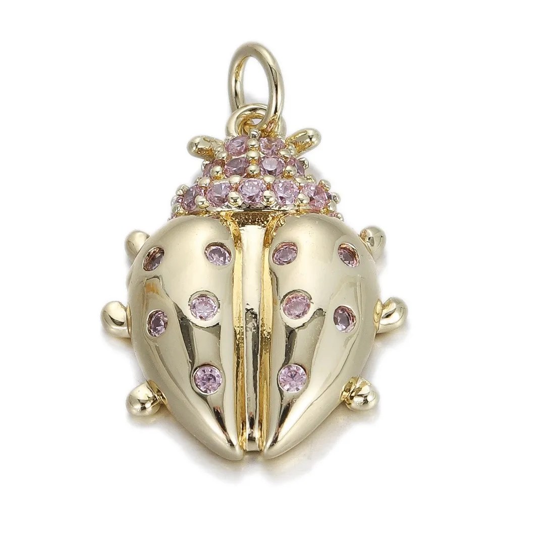 Authentic Celestial Ladybug Talisman 18K Gold Plated, Pave Pendant, 15 23 Mm