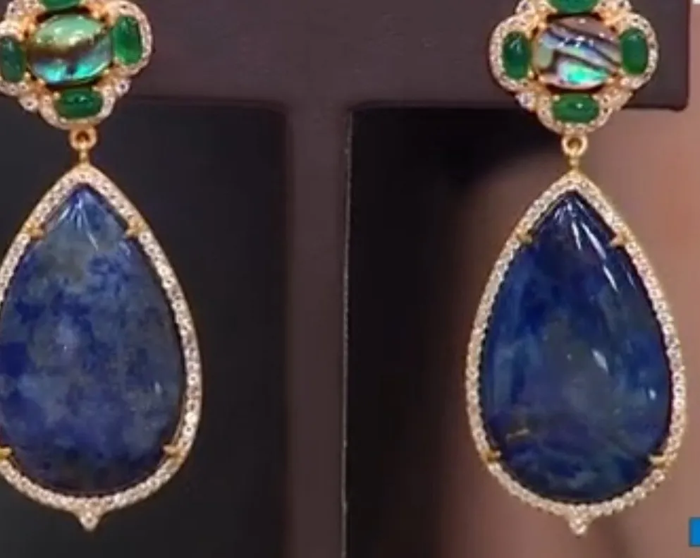 Authentic Celestial Abyss Lapis And Abalone Drop Earrings