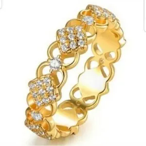 Authentic Gorgeous Eternity Band Ring Round Cut Simulated Diamond 14k Yellow Gold Plated