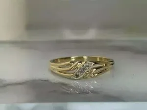 Authentic 14k Yellow Gold Plated Round Cut Simulated Diamond Engagement Wedding Band Ring