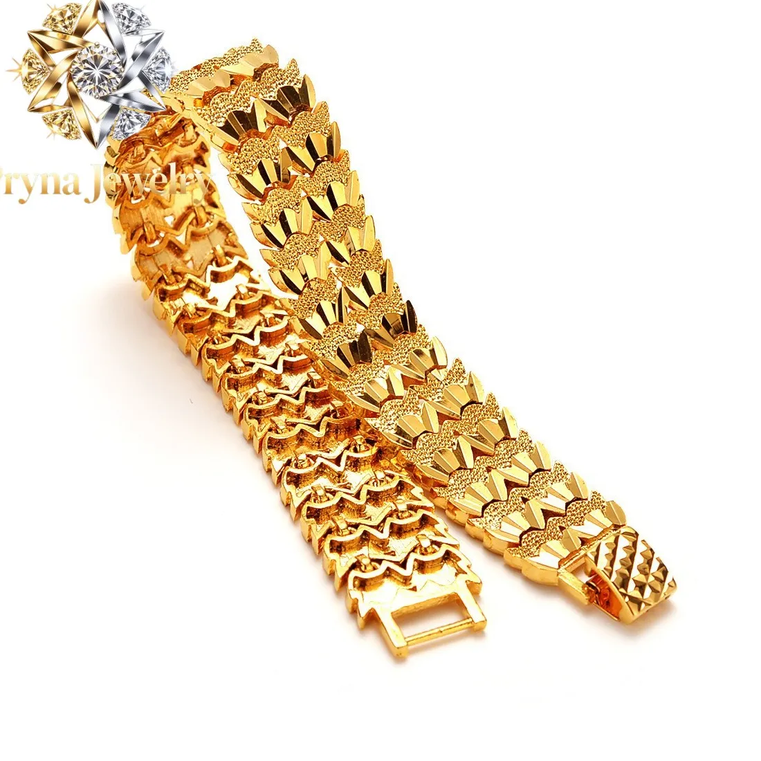 Authentic Pryna Jewelry 24K Gold Men's Tank Watch Band AU999 - Premium, durable tank structure, fits multi-brand watches