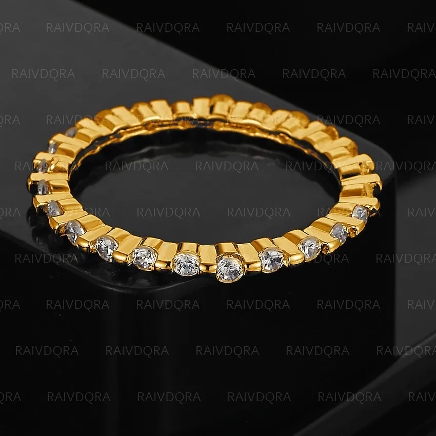 Authentic 18K Gold Plated Thin Zircon Ring For Women Jewelry Vintage Grace Charm Noble Party Birthday Gifts