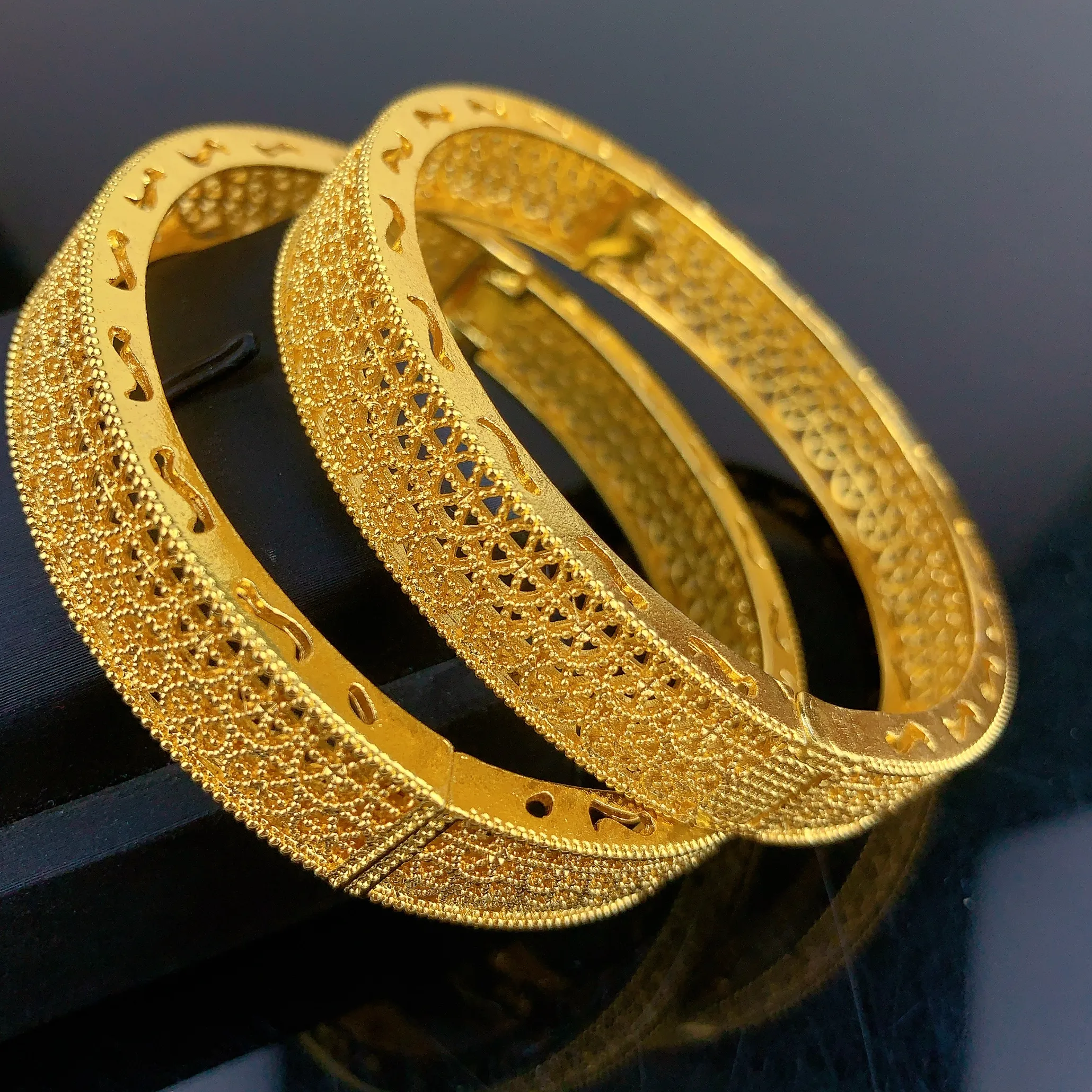 Authentic Celestial Armor of Love: Gold Plated Dubai Charm Bangles