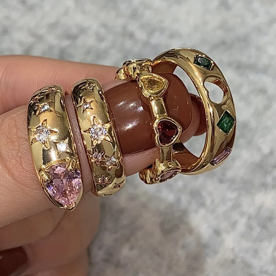 Authentic Fashion Stainless Steel Waterproof Zirconia Ring for Women Personality Charms PVD Real Gold 18K Plated Trendy Jewelry Gifts