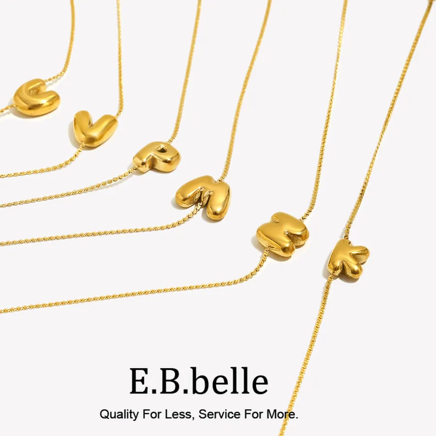 Authentic E.B.belle 26 Letters Gold Plated S Chain Bracelet Stainless Steel Waterproof Hypoallergenic Fashion Jewelry For Women Charm