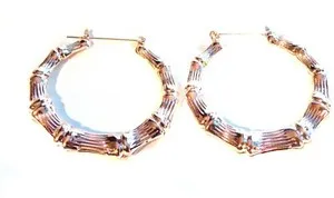 Authentic Ethereal Bamboo Halo 2.5- Inch Gold- Plated Hoops Of Whispering Wood