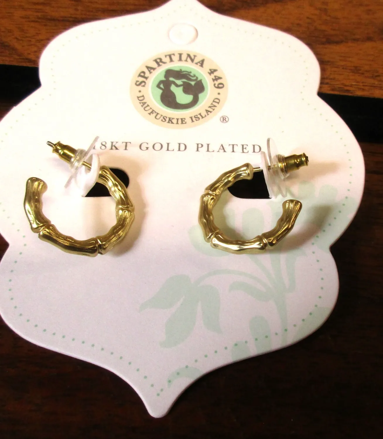 Authentic Radiant Bamboo Grove 18K Gold Plated Hoops