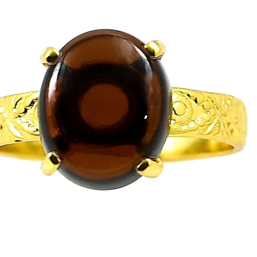 Ring Of The Autumn Hearth Hessonite Garnet Gold Plated Talisman Size 8