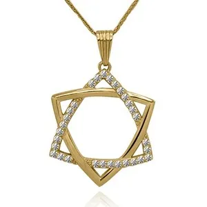 Authentic Celestial Alignment: 14K Gold-Plated Star of David Pendant