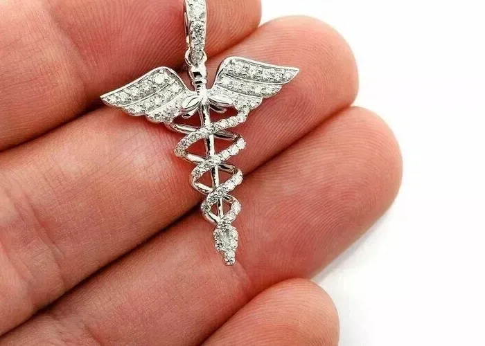 Authentic Amulet Of Asclepius Golden Caduceus Of Healing