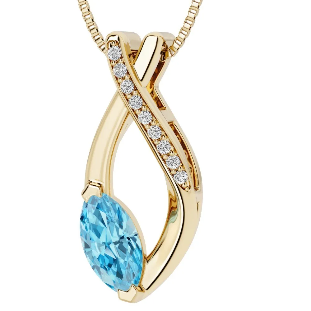 Authentic Celestial Clarity Swiss Blue Topaz Gold- Plated Slider Pendant