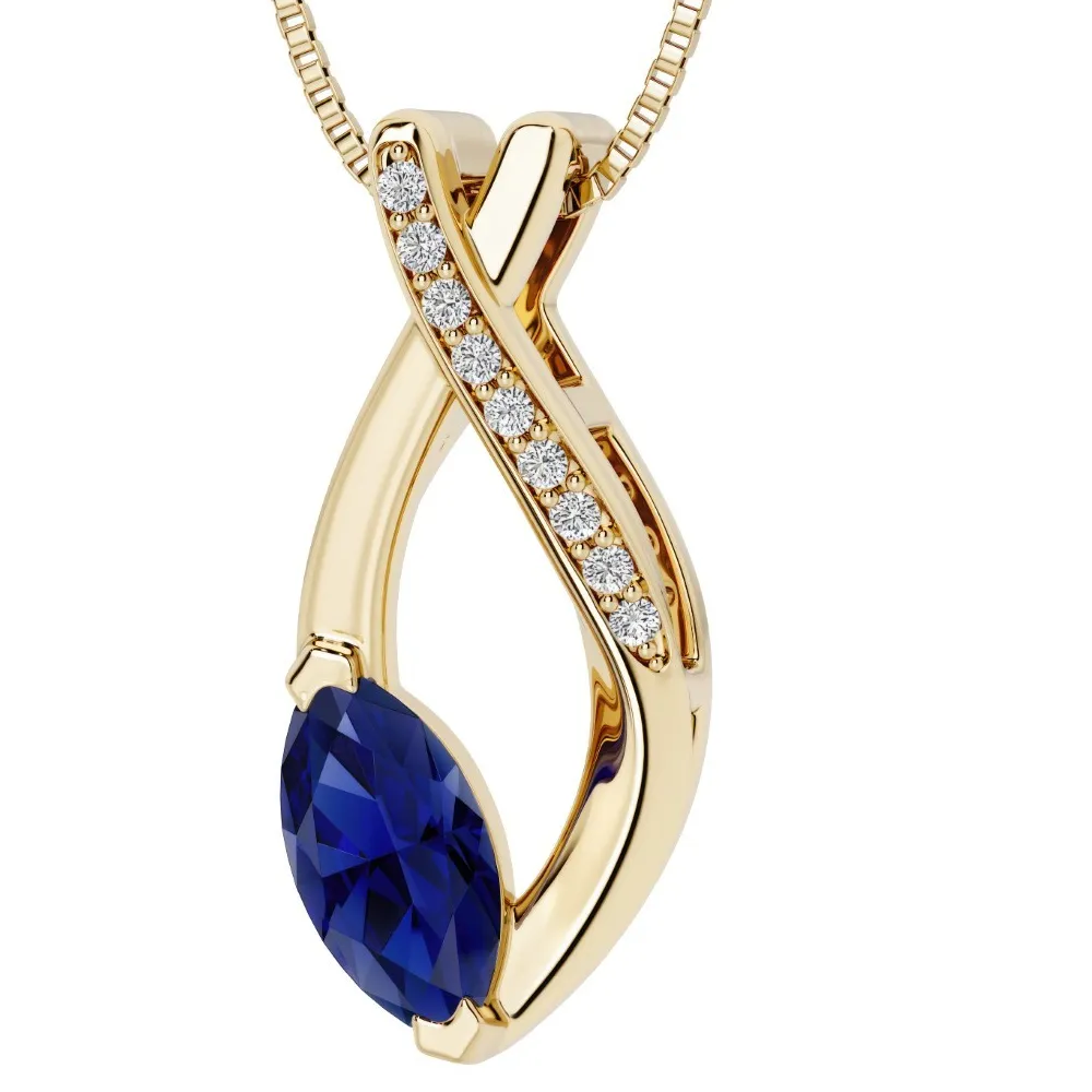 Authentic Celestial Abyss Slider Pendant In Gold- Plated Sterling Silver With Created Blue Sapphire