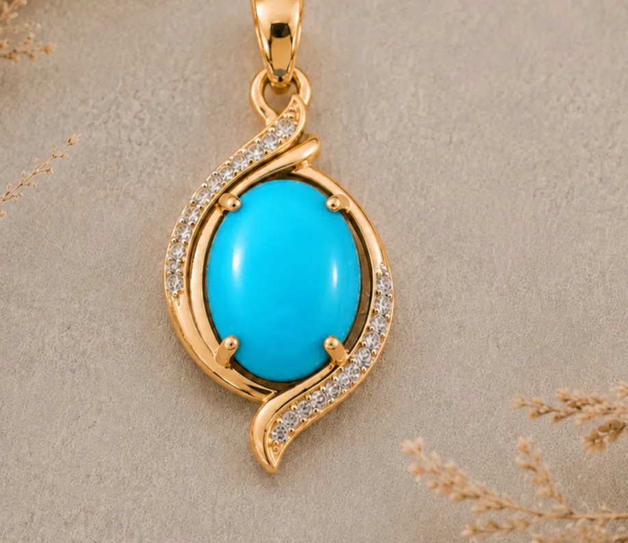 Authentic Amulet Of The Celestial Horizon Turquoise And Gold Pendant