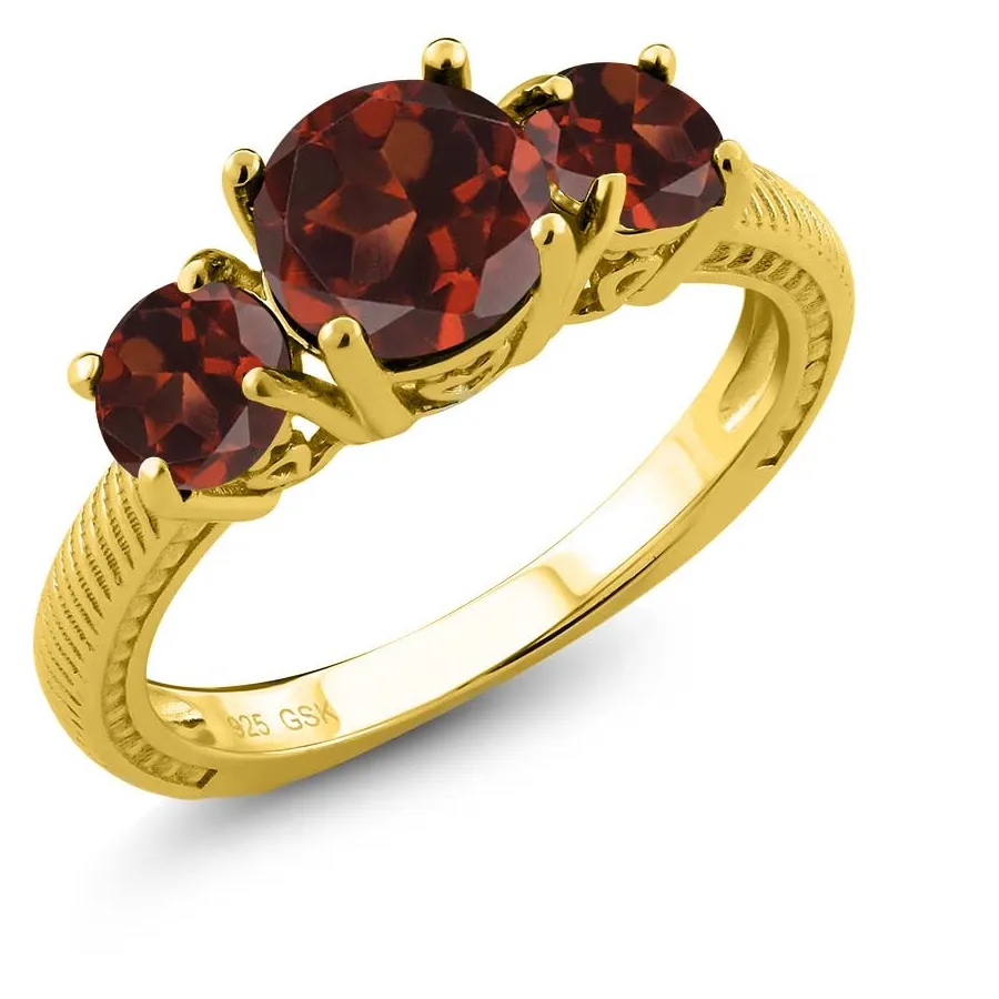 Authentic Garnet's Blazing Heart: Protection & Courage in 18K Gold Plated Elegance