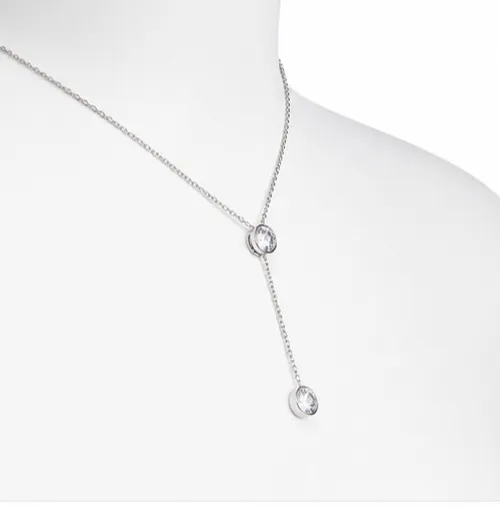 2Ct Round Moissanite Y Drop Lariat Necklace Pendant 14K White Gold Plated 925