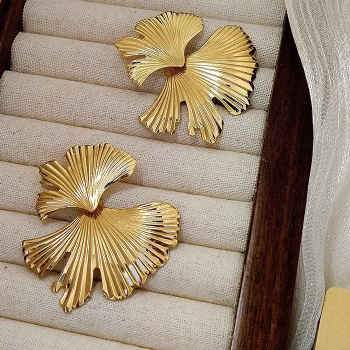 Authentic Ginkgo Leaf Golden Resonance Studs