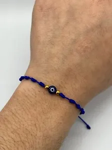 Authentic Knot Evil Eye Blue String Adjustable Bracelet Gold Plated Pack of 12