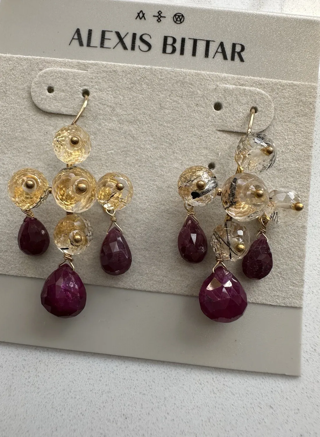 Sacred Crimson Cross Gold- Plated Talisman Earrings