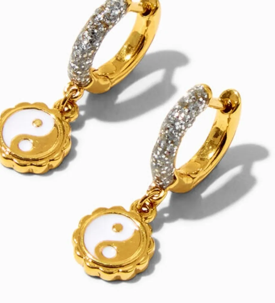 Authentic Golden Harmony Huggies Yin Yang Soul Balance Amulets