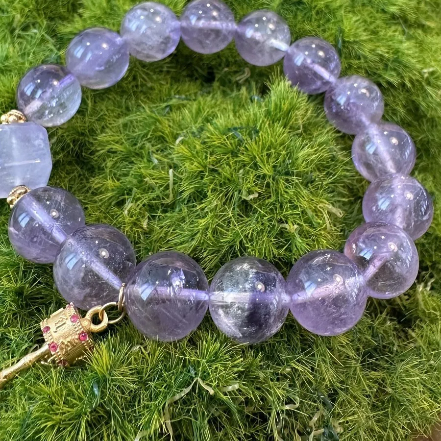 Authentic Celestial Harmony Lavender Amethyst Five- Element Gold- Plated Talisman Bracelet