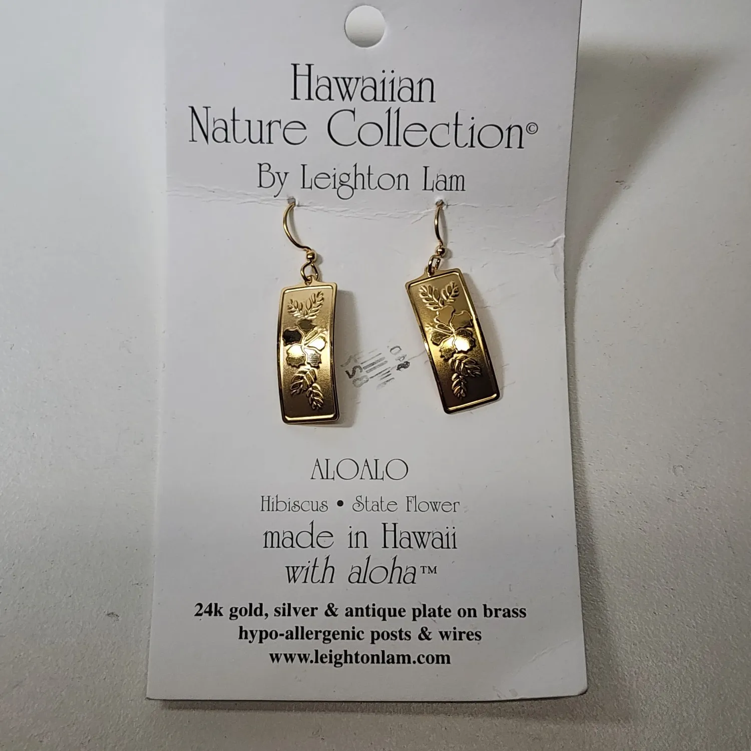 Authentic Golden Hibiscus Blossoms Of The Sacred Isle Talisman Earrings