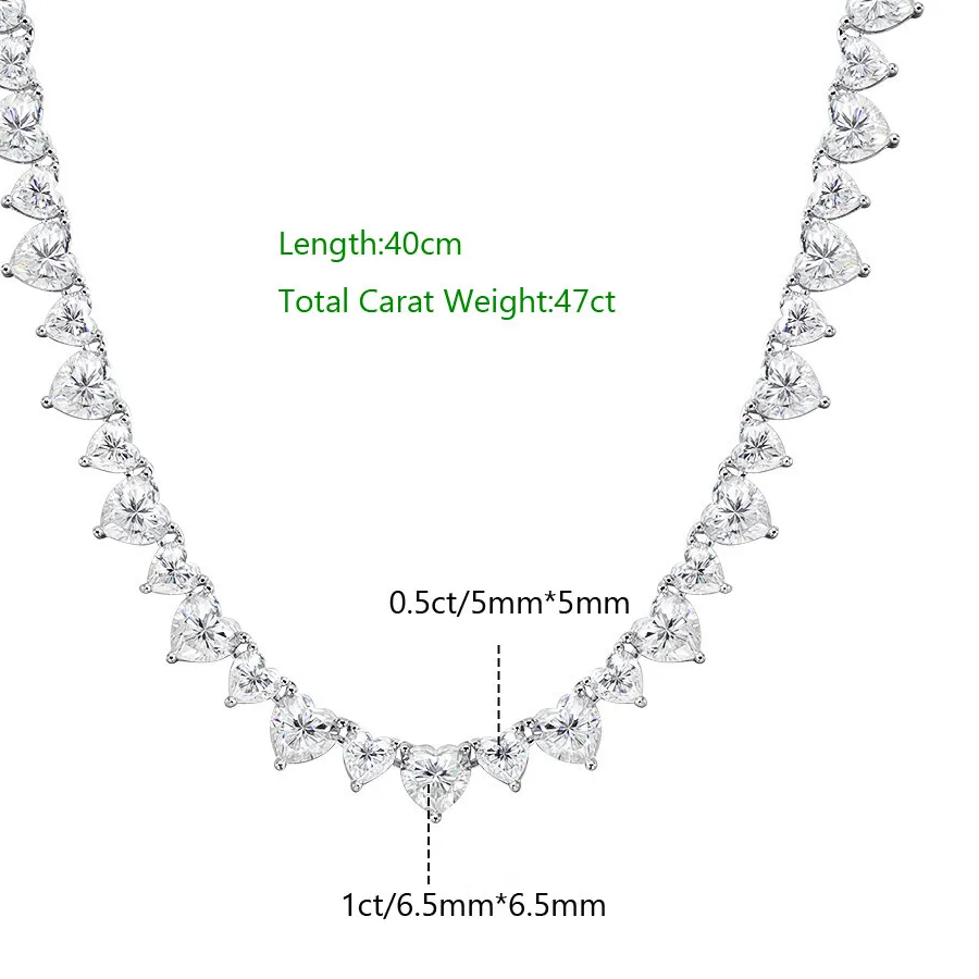 Authentic Radiant Luminescence Heart Moissanite Celestial Choker in 18K White Gold Finish