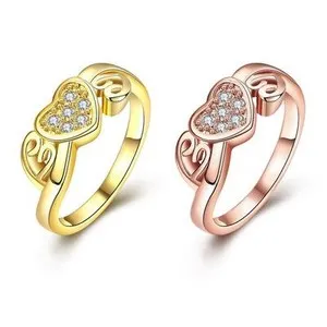 Authentic 18K Rose Gold Plated Ring AAA Zirconia Women Heart B242