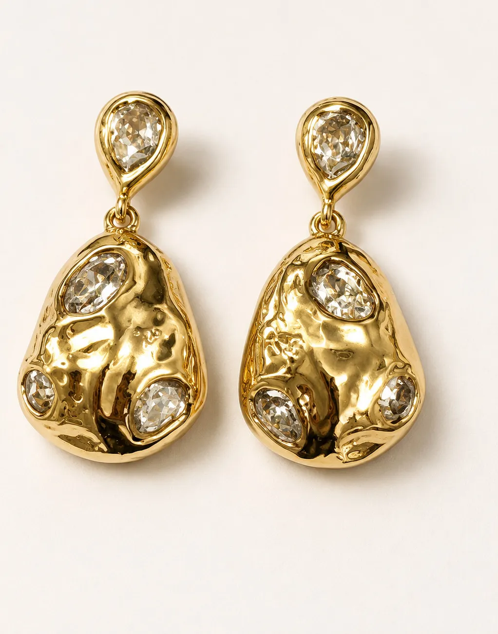 Authentic Gilded Celestial Tears 14K Gold Plated Double Teardrop Talisman Earrings