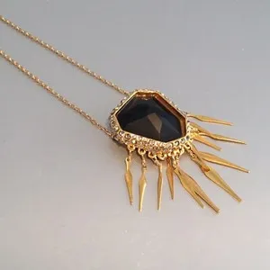 Authentic Golden Geometry Lucite Talisman Pendant Necklace