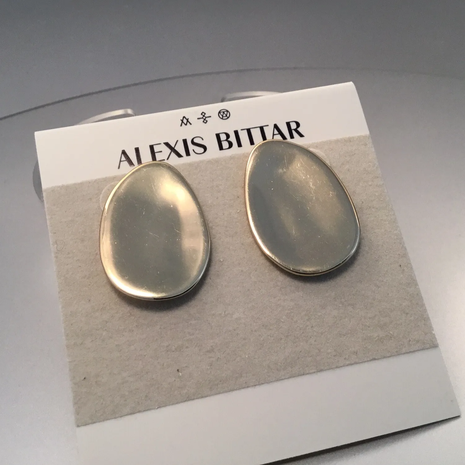 Authentic Celestial Dish Stud Earrings With Draping Gold Droplets