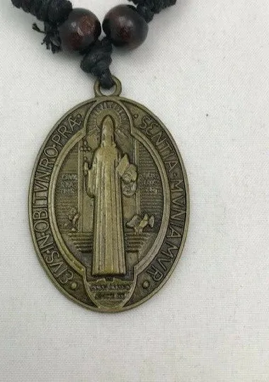 Authentic Adjustable double side San Benito gold plated pendent with black cord