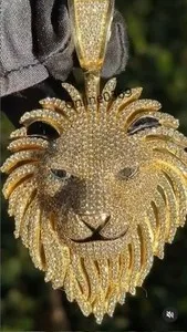 Authentic Regal Majesty Moissanite Lion Talisman In Luminous Gold Over Silver