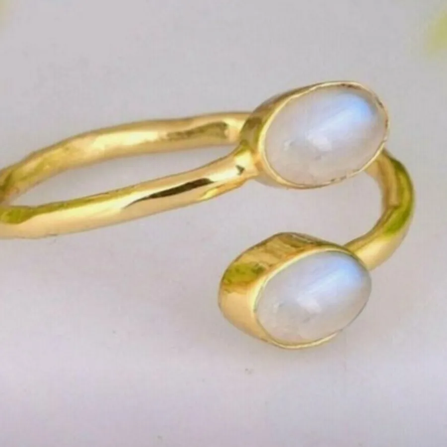 Authentic Moonstone's Mystical Embrace: A Ring of Sacred Balance