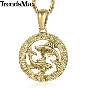 Authentic Gold Plated Zodiac Sign Constellation Pendant Necklace Choker Women Men Jewelry